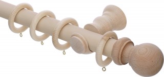 Rolls Unfinished 35mm Wood Curtain Pole