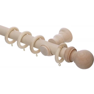 Rolls Unfinished 35mm Wood Curtain Pole