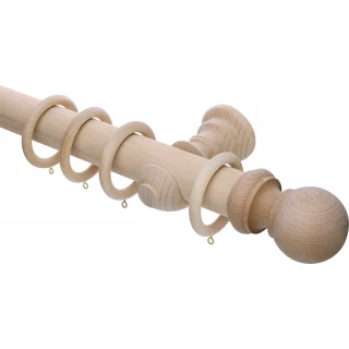 Rolls Unfinished 50mm Wood Curtain Pole