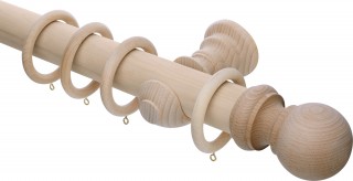 Rolls Unfinished 50mm Wood Curtain Pole