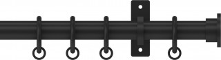 Hallis Hudson Arc 25mm Soft Black Plain Disc Metal Fixed Length Curtain Pole