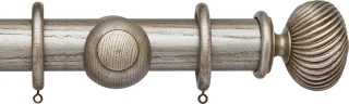 Hallis Hudson Ashbridge 45mm Baroque Silver Sezincote Wood Fixed Length Curtain Pole