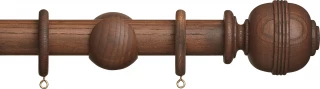 Hallis Hudson Eden 35mm Cocoa Ridged Ball Wood Fixed Length Curtain Pole