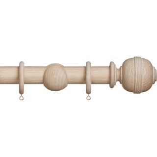 Hallis Hudson Eden 35mm Oatmeal Ridged Ball Wood Fixed Length Curtain Pole