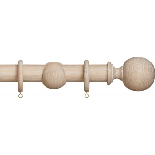 Hallis Hudson Eden 35mm Oatmeal Ball Wood Fixed Length Curtain Pole