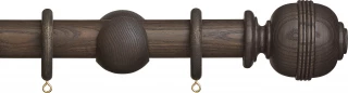 Hallis Hudson Eden 35mm Umber Ridged Ball Wood Fixed Length Curtain Pole