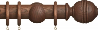 Hallis Hudson Eden 45mm Cocoa Ridged Ball Wood Fixed Length Curtain Pole
