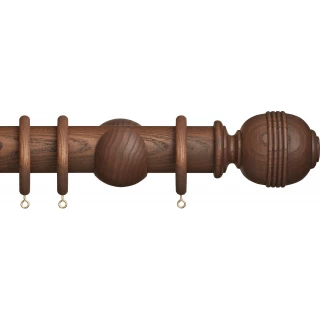 Hallis Hudson Eden 45mm Cocoa Ridged Ball Wood Fixed Length Curtain Pole