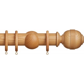 Hallis Hudson Eden 45mm Natural Ridged Ball Wood Fixed Length Curtain Pole