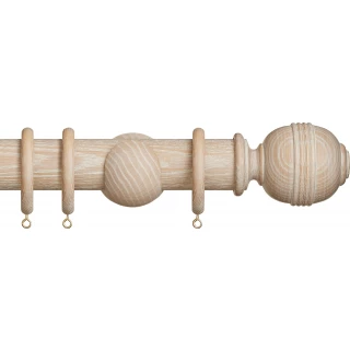 Hallis Hudson Eden 45mm Oatmeal Ridged Ball Wood Fixed Length Curtain Pole