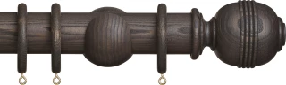 Hallis Hudson Eden 45mm Umber Ridged Ball Wood Fixed Length Curtain Pole