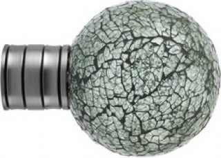 Museum Galleria 35mm Brushed Silver Mozaic Glass Ball Finial