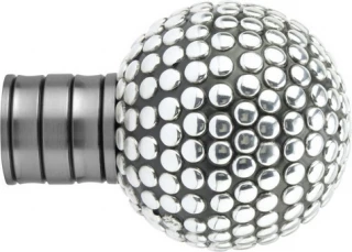 Museum Galleria 35mm Brushed Silver Shiny Studded Ball Finial