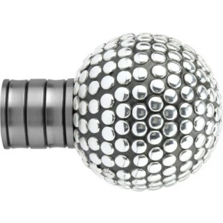 Museum Galleria 35mm Brushed Silver Shiny Studded Ball Finial