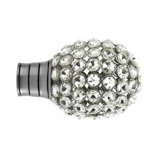 Museum Galleria 50mm Brushed Silver Clear Jewelled Bulb Finial