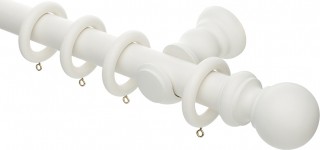 Rolls Honister 35mm Linen White Wood Curtain Pole