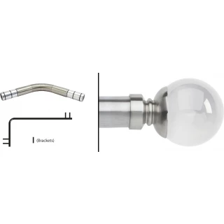 Neo L Shaped Bay Eyelet Curtain Pole Kit 35mm Stainless Steel