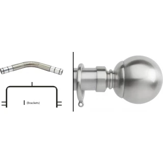 Neo 3 Sided Bay Curtain Pole Kit 35mm Stainless Steel