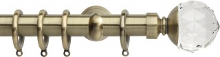 Rolls Neo Premium 28mm Clear Faceted Ball Spun Brass Cup Bracket Metal Curtain Pole