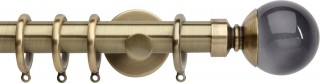 Rolls Neo Premium 28mm Smoke Grey Ball Spun Brass Cylinder Bracket Metal Curtain Pole