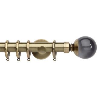 Rolls Neo Premium 28mm Smoke Grey Ball Spun Brass Cylinder Bracket Metal Curtain Pole