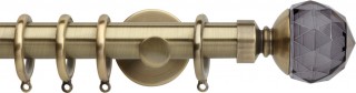 Rolls Neo Premium 28mm Smoke Grey Faceted Ball Spun Brass Cylinder Bracket Metal Curtain Pole