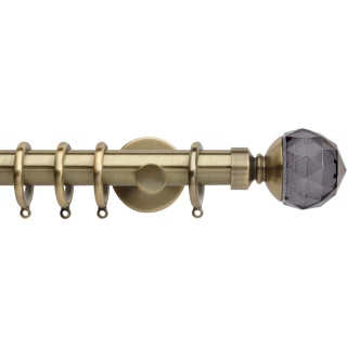 Rolls Neo Premium 28mm Smoke Grey Faceted Ball Spun Brass Cylinder Bracket Metal Curtain Pole