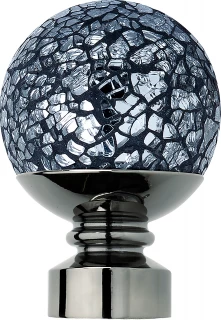 Rolls Neo Style 28mm Crackled Mosaic Black Nickel Ball Finials (Pair)
