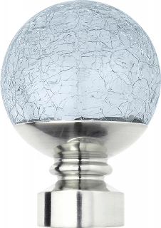Rolls Neo Style 28mm Crackled Glass Stainless Steel Ball Finials (Pair)