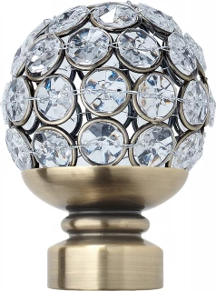 Rolls Neo Style 35mm Clear Jewelled Spun Brass Ball Finials (Pair)