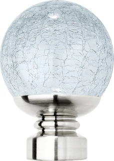 Rolls Neo Style 35mm Crackled Glass Stainless Steel Ball Finials (Pair)