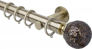Rolls Neo Style 35mm Crackled Mosaic Ball Spun Brass Cylinder Bracket Metal Curtain Pole