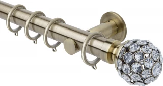 Rolls Neo Style 35mm Clear Jewelled Ball Spun Brass Cylinder Bracket Metal Curtain Pole