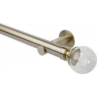Rolls Neo Style 35mm Crackled Glass Ball Spun Brass Cylinder Bracket Metal Eyelet Curtain Pole