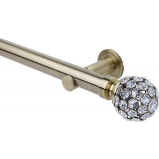 Rolls Neo Style 35mm Clear Jewelled Ball Spun Brass Cylinder Bracket Metal Eyelet Curtain Pole