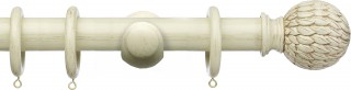Integra Masterpiece 35mm Distressed Cream Wood Curtain Pole