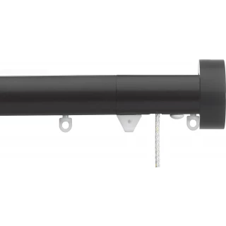 Silent Gliss 7630 Corded Metropole 30mm Black Design Endcap Aluminium Curtain Pole