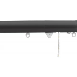 Silent Gliss 7640 Corded Metropole 50mm Black Flush Endcap Aluminium Curtain Pole