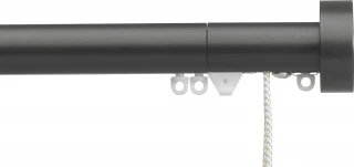 Silent Gliss 7630 Corded Metropole 30mm Charcoal Design Endcap Aluminium Curtain Pole