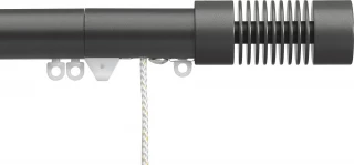Silent Gliss 7630 Corded Metropole 30mm Charcoal Groove Cylinder Aluminium Curtain Pole
