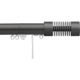 Silent Gliss 7630 Corded Metropole 30mm Charcoal Groove Cylinder Aluminium Curtain Pole