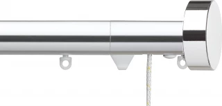 Silent Gliss 7630 Corded Metropole 30mm Chrome Design Endcap Aluminium Curtain Pole