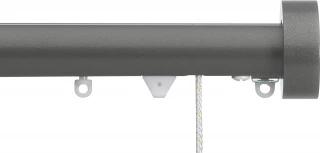 Silent Gliss 7630 Corded Metropole 30mm Gunmetal Design Endcap Aluminium Curtain Pole