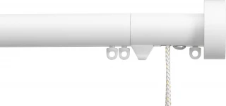 Silent Gliss 7630 Corded Metropole 30mm Matt White Design Endcap Aluminium Curtain Pole