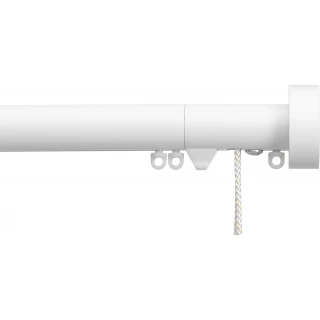 Silent Gliss 7630 Corded Metropole 30mm Matt White Design Endcap Aluminium Curtain Pole