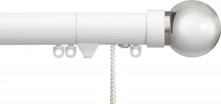 Silent Gliss 7630 Corded Metropole 30mm Matt White Clear Ball Aluminium Curtain Pole