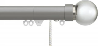 Silent Gliss 7630 Corded Metropole 30mm Slate Grey Clear Ball Aluminium Curtain Pole