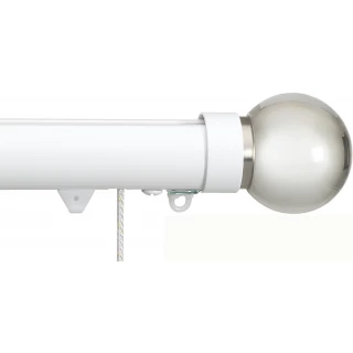 Silent Gliss 7630 Corded Metropole 30mm White Clear Ball Aluminium Curtain Pole