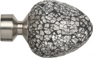 Speedy Poles Apart 28mm Satin Silver Alexia Silver Mirror Finials (Pair)