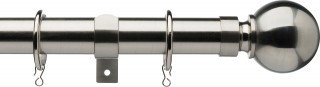 Haywick Urban Ball 28mm Satin Steel Metal Curtain Pole